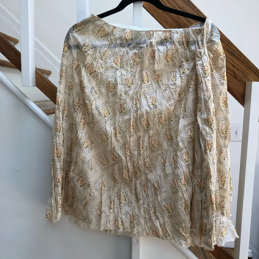 Miu Miu Cream Floral Pleated Mini Skirt